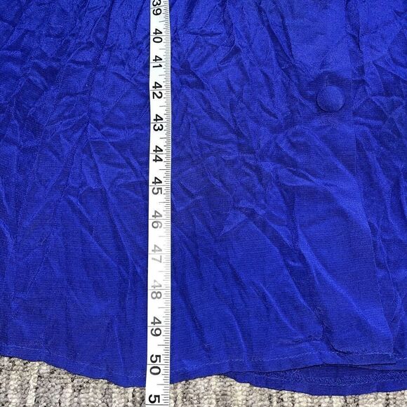 VTG 90s Karin Stevens Dress Blue Midi LS Embroidery Beads Secretary Geek - Picture 11 of 14